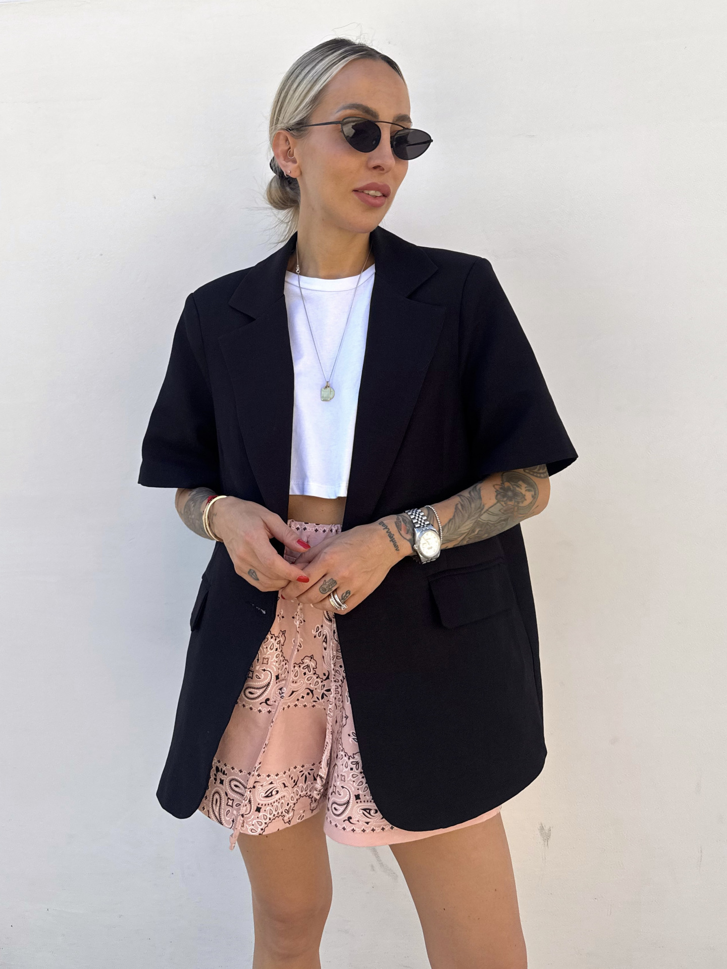 blazer nero abito blazer manica corta