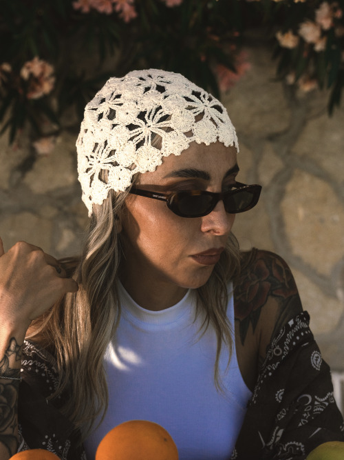 Cuffia crochet fiori