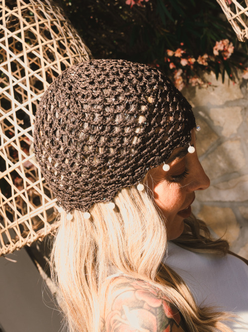 Cuffia crochet perle