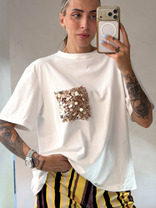T-shirt tasca paillettes