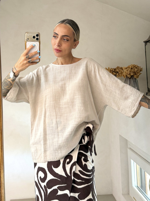 Blusa ampia cotone