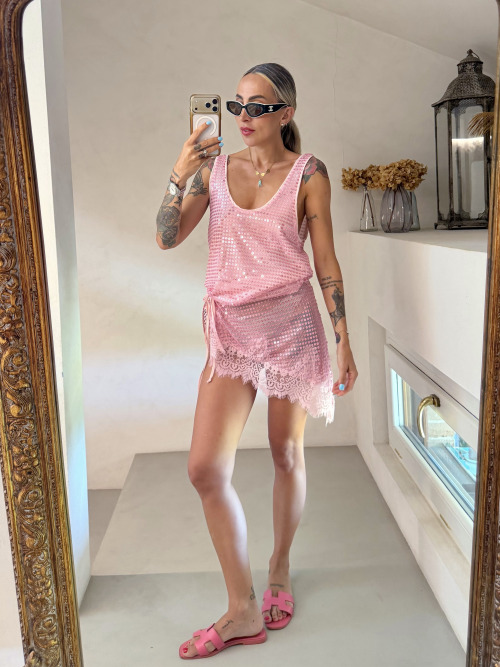 Pareo paillettes rosa