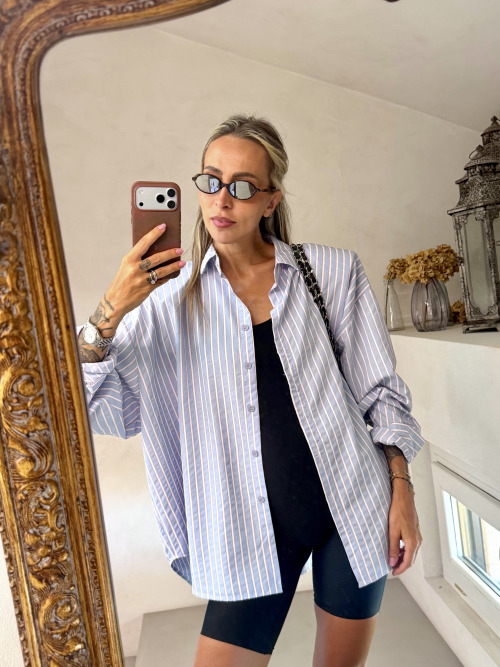 Camicia righe spalline azzurro