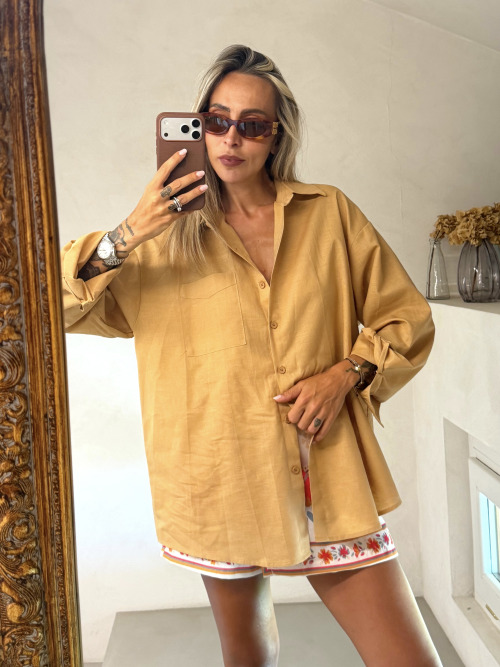 Maxi camicia misto lino