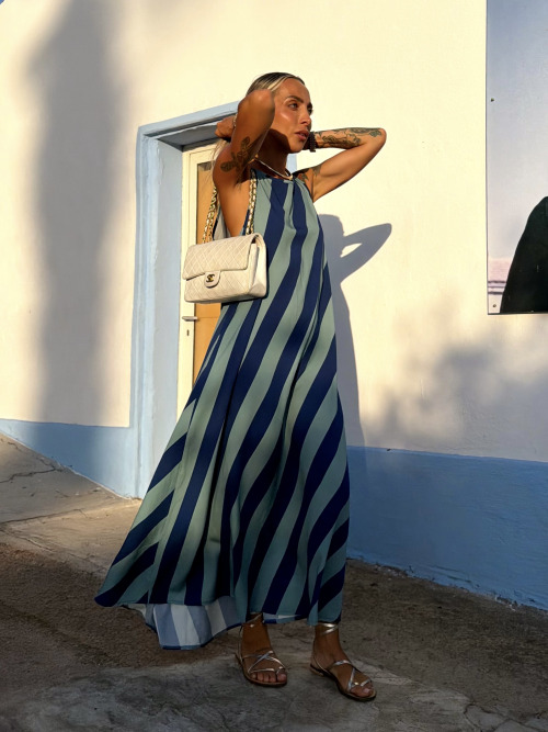 Maxi dress campana righe