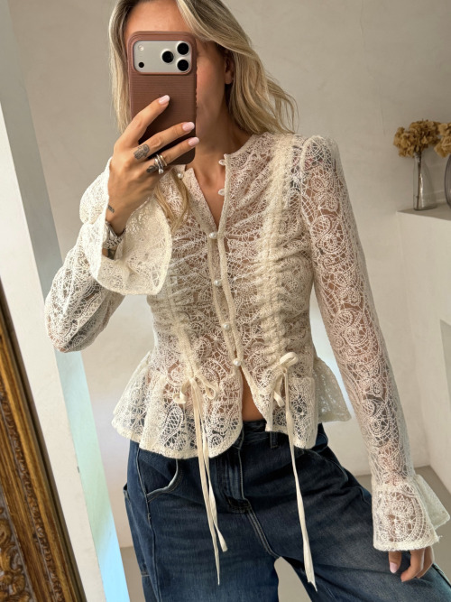 Top pizzo perle