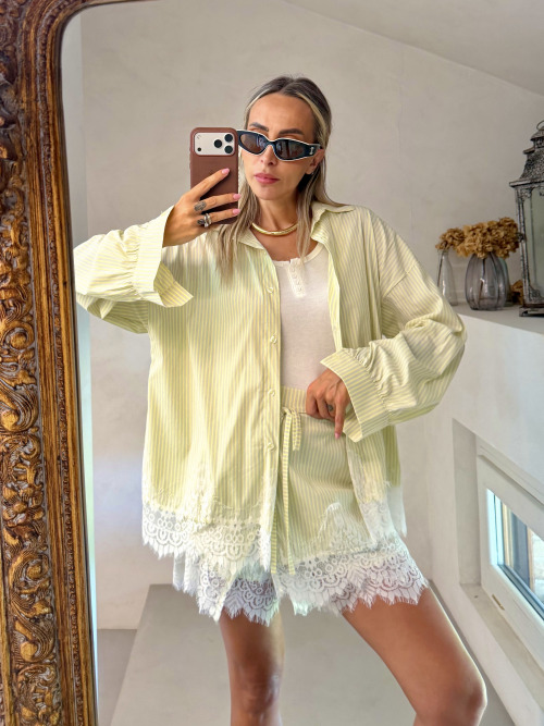 Camicia gessata pizzo
