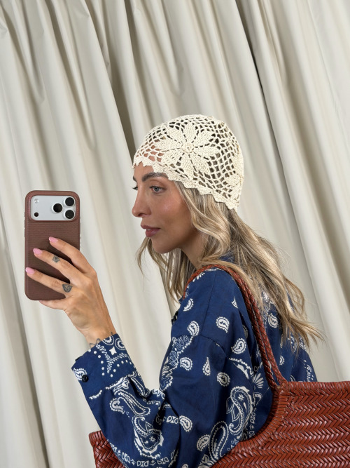 Cuffia crochet fiori