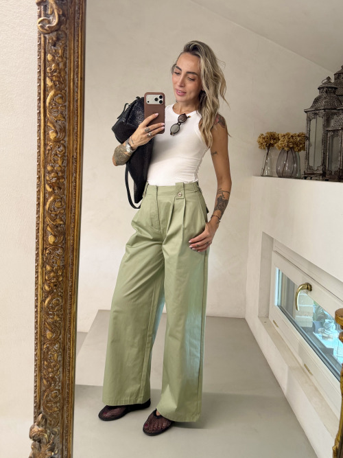 Pantalone popeline bottoni
