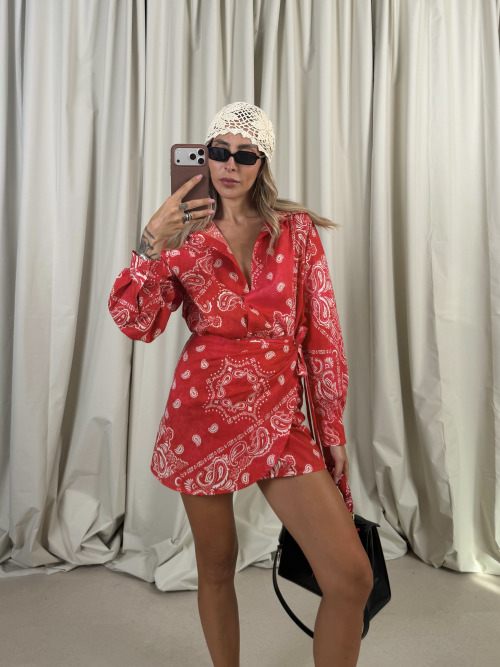 Minigonna pareo bandana rosso