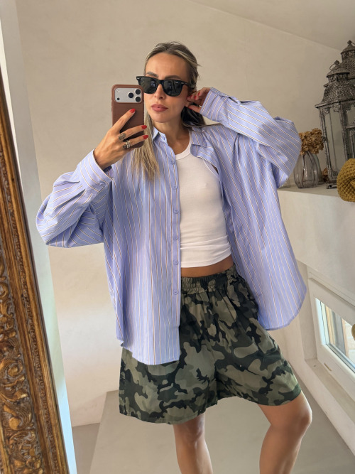 Camicia righe spalline light blue