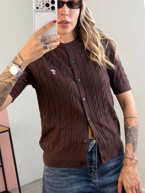 Cardigan trecce ricamo