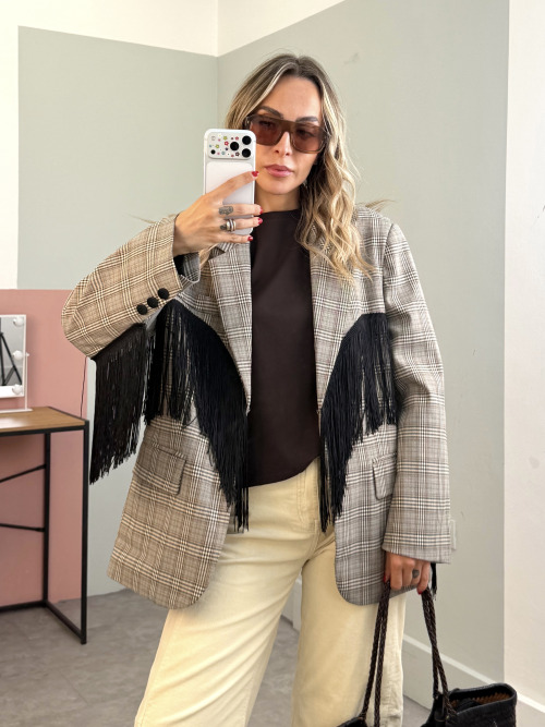 Blazer frange Lumina grigio