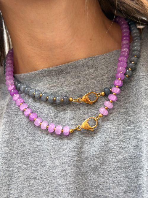 Collana pietre moschettone