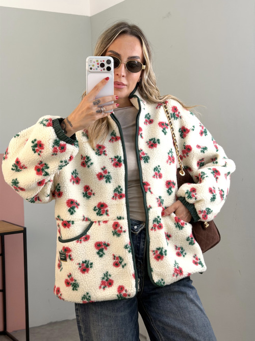 Giacca teddy fiori