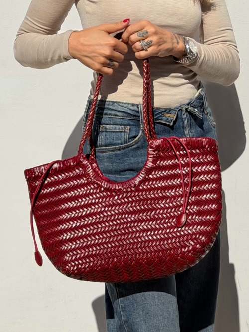 Borsa intrecciata small bordeaux