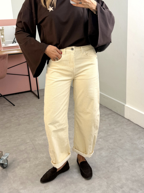 Pantalone barrell costine