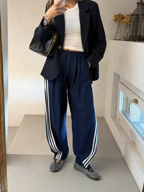 Pantalone barrel bande