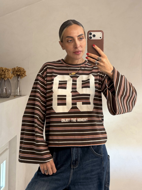 T-shirt righe stampa