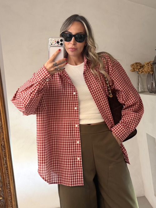 Camicia over quadretti rosso