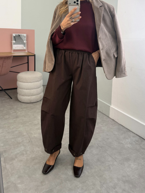 Pantalone barrell tinta unita