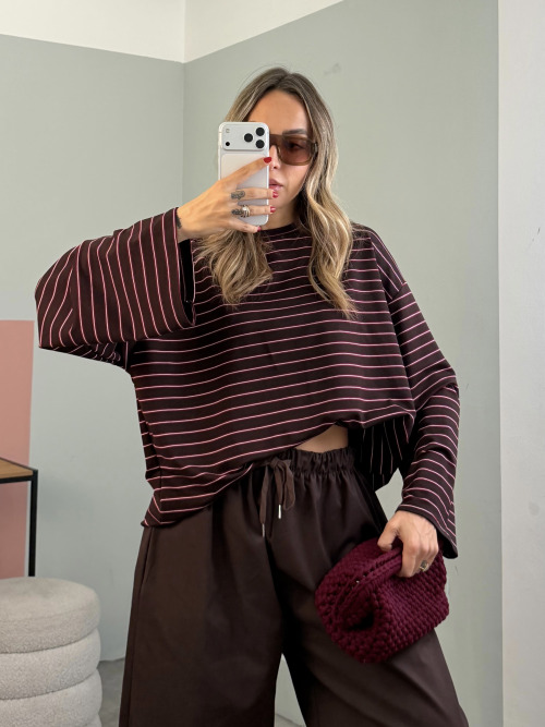 T-shirt righe cioccolato